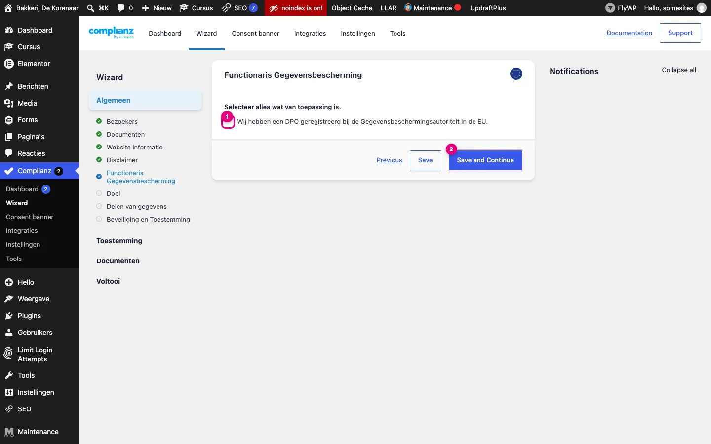 Wizardstap Functionaris Gegevensbescherming met een leeg vakje