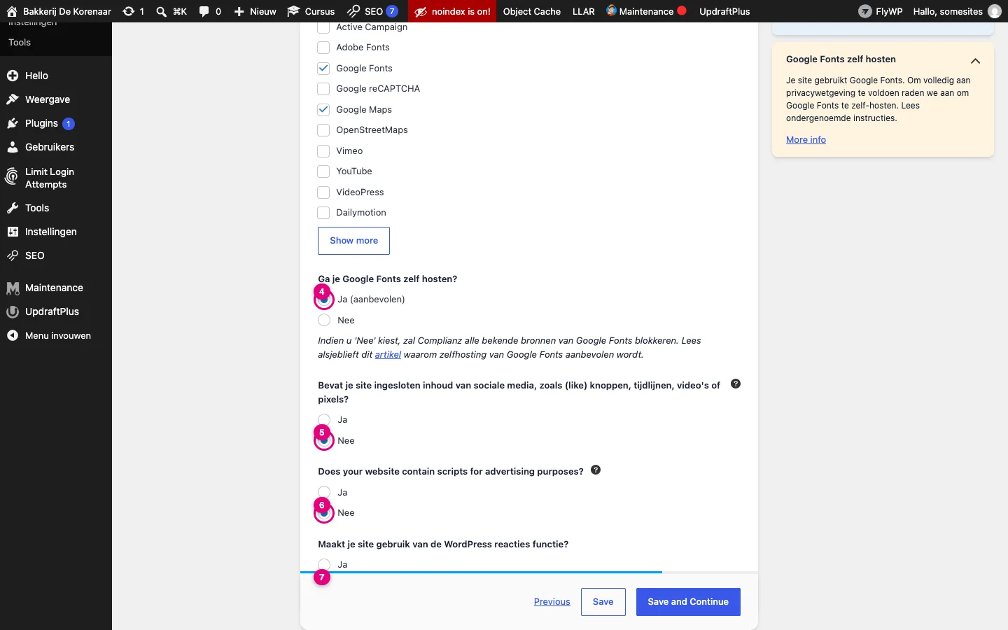 Vragen over Google Fonts zelf hosten, sociale media, advertenties en reacties