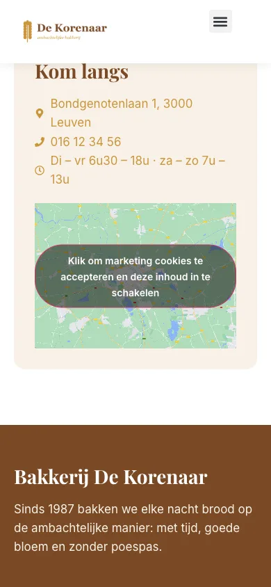 De geblokkeerde kaart op de contactpagina op een gsm