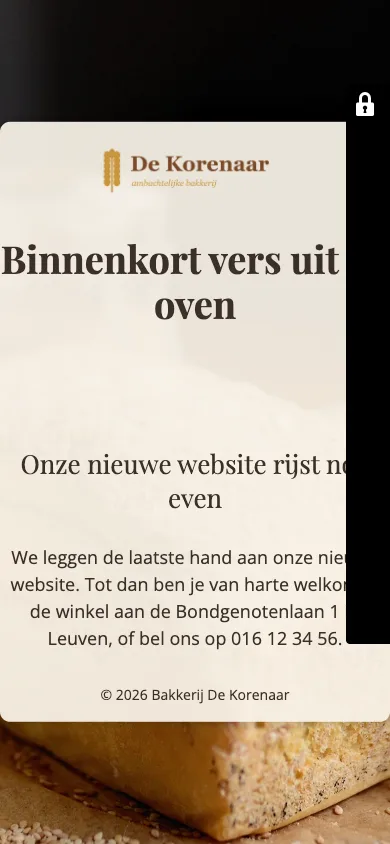 De onderhoudspagina op een gsm, waarbij een zwarte balk rechts over de tekst valt